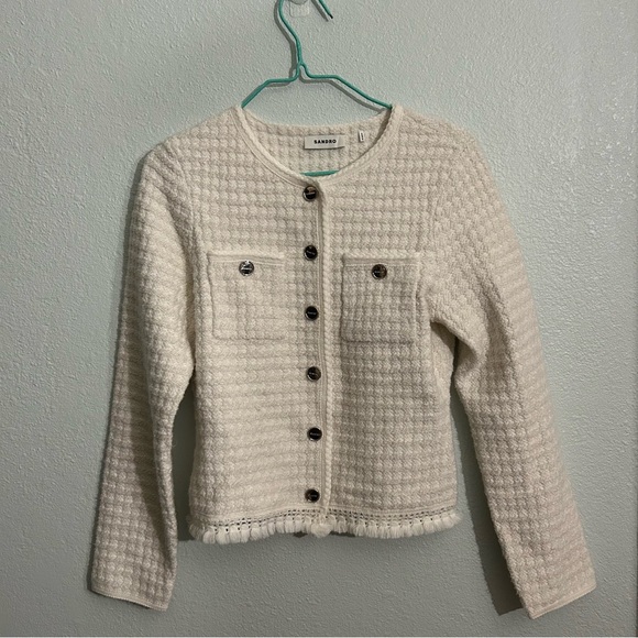 Sandro Emilie Braided-Trim Tweed Jacket - Picture 6 of 10